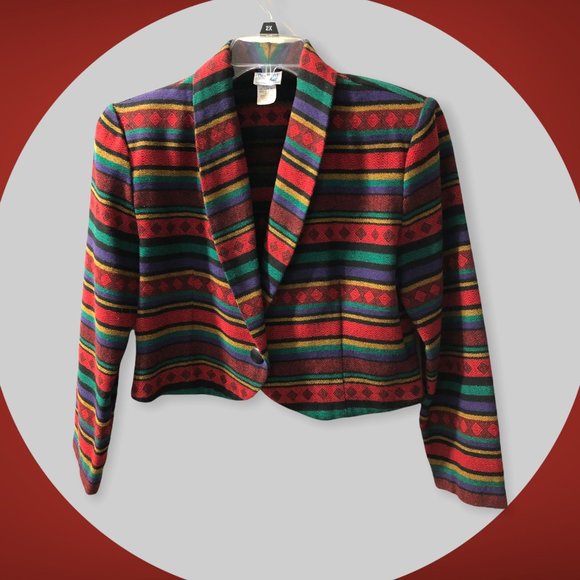 Vintage-USA Made-Bedford Fair-Short Wool Blend Blazer-Sz M - Picture 1 of 6